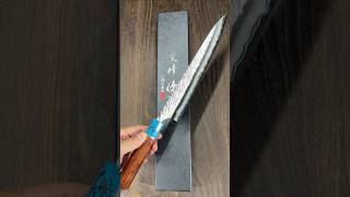 Yu Kurosaki SPG2 Clad FUJIN SlicerSujihiki 240mm with Blue Turquoise amp Rosewood Handle [upl. by Malo]