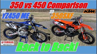 350 vs 450 Moto Shootout 23 YZ450 Monster Edition vs 23 KTM 350SXF Back to Back [upl. by Ailb]