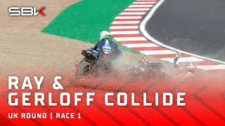 Ray and Gerloff crash out on first corner of lap 1 at Donington ⚡️ [upl. by Jeanelle5]