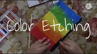 How to make COLOR ETCHING Very Simple and Easy CRAYON ETCHING  OIL PASTEL ETCHING Arts [upl. by Ggerk735]