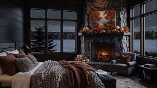 Cozy Lake Thunderstorm  Rain Thunder Fireplace Ambience  Storm Sounds for Sleeping [upl. by Imuyam]