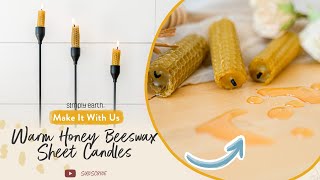 Craft Warm Honey Beeswax Sheet Candles at Home [upl. by Nemracledairam]