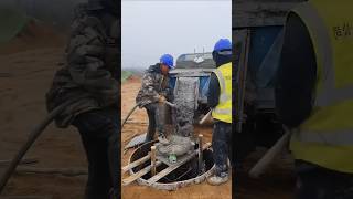 Construction process of pouring concrete for high voltage tower pile foundation [upl. by Ellehcem409]