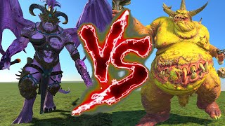 Daemon Prince of Slaanesh VS Exalted Great Unclean OneNurgle Total War Warhammer 3 [upl. by Reinald]