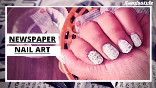 Newspaper nail art with water at homeShortsSangsstyle [upl. by Matthews852]