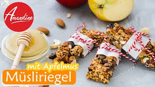 Müsliriegel selber machen  gesundes Müsliriegel Rezept mit Apfelmus  auch vegan möglich [upl. by Lull]