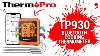 ThermoPro TP930 Wireless Bluetooth Cooking Thermometer Setup Video [upl. by Ayana]