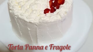 Torta Panna e Fragole con Pan di Spagna di 16 cm [upl. by Uoliram471]