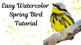 Easy Watercolor Spring Bird Tutorial [upl. by Lime]