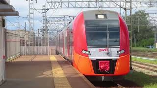 Электропоезд ЭС2Г102 Ласточка платформа Моссельмаш 3082021ES2G102 Lastochka train at Mosselmash [upl. by Kiran]