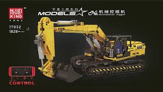 Mould King instructions  Mould King Construction  17032  RC Yellow Mechanical Excavator [upl. by Ciprian]