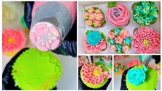 EASY 6 Different Cake Nozzles ideas  Flower Cake Decorating Tips and Tricks 🍰 [upl. by Ynner]