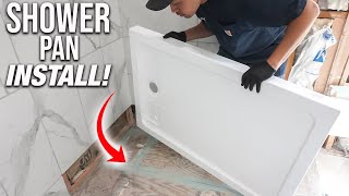 How To Install A Shower Pan Base And Drain Like A Pro For Beginners DIY [upl. by Hazen]