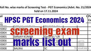 HPSC PGT Economicscreening exam marks list outHPSC PGT updatesHPSC [upl. by Llenej]