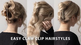 3 EASY CLAW CLIP HAIRSTYLES 💖 MediumLong Hairstyles [upl. by Trenton695]