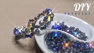 Dusty Blue Bracelet with Crystals DIY Seed Bead Bracelet Making How To  Inspired by Swarovski [upl. by Namor246]