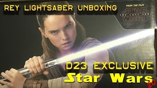 Reys Lightsaber unboxing LIVE from D23 Exclusive to D23 Episode 8 The Last Jedi [upl. by Ilzel453]