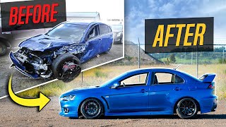 Incredible Rebuild of a Totaled Mitsubishi Evo in 14 Minutes [upl. by Ahseken]