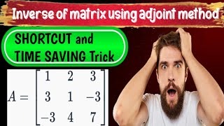 Find the inverse of the matrix using the adjoint method in 60 SECONDSinverse of matrix trick [upl. by Thar513]