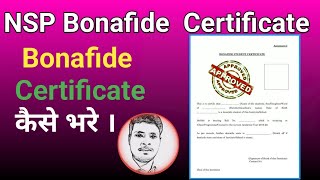 NSP Bonafide Certificate kaise fill up kare  NSP scholarship form [upl. by Edita]