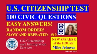 2023 EASY Answer SLOW USCIS Official 100 Civics Questions and Answers US Citizenship Interview 2023 [upl. by Coppins444]