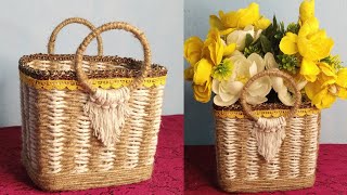 DIY Easy Jute Basket  Jute Rope DIY  craft jutecraft [upl. by Aicelet]