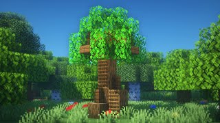 Minecraft How to Build a Day 1 Treehouse  Simple Treehouse Survival Tutorial [upl. by Jorie271]