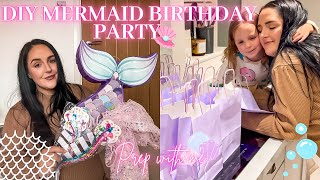 MERMAID THEMED BIRTHDAY PARTY ON A BUDGET 🧜‍♀️🫧  TEMU HAUL PARTY DECORATIONS  Party Prep With Me [upl. by Kerad953]