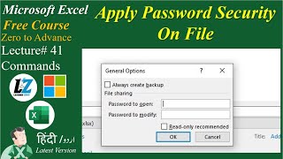 41 How to Apply Password  Security on Excel File  Microsoft Excel Free Course learning excel [upl. by Carlisle191]