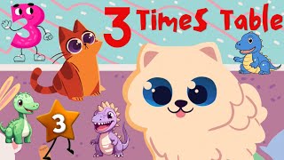 Three Times Table Song  Multiply by 3  Learn Multiplication  Multiply By Music [upl. by Waring]