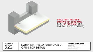 Scupper  Field Fabricated Open Top Detail  TPO Commercial Roofing  GAF Drawing 322 [upl. by Nesnaj318]