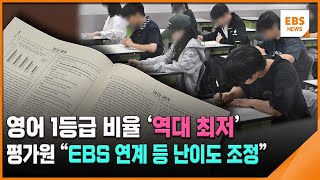 영어 1등급 비율 역대 최저…평가원 quotEBS 연계 등 난이도 조정quot EBS뉴스 2024 07 01 [upl. by Eillac]