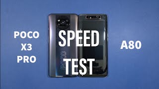 Xiaomi Poco X3 Pro vs Samsung A80 Speed Test [upl. by Ahsiemak]