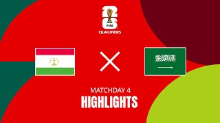 Tajikistan – Saudi Arabia  2026 FIFA World Cup AFC Asian Qualifiers  Group G  Highlights [upl. by Noyerb779]