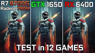 Ryzen 7 8700G vs GTX 1650 vs RX 6400  Test in 12 Games [upl. by Lamek]