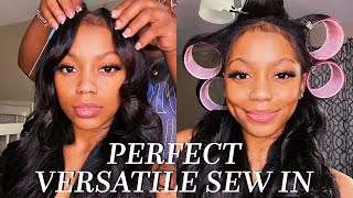 HOW TO THE PERFECT VERSATILE SEW IN  CURLSQUEEN NATURAL WAVE HAIR [upl. by Neddra852]