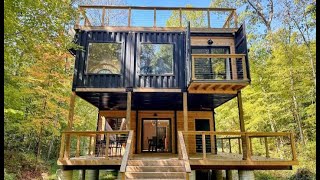 Hemlocks Lodge in Hocking Hills  Peek Inside a Home Made from Six Shipping Containers [upl. by Koa28]