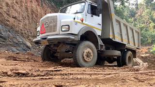 Tata 1613 4x4 tipper at work  4x4 offroad [upl. by Lati]