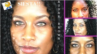 Siesta Sugar Brown and Orange Contact Lenses on Brown Eyes Review Part 2Salii TV [upl. by Libna390]