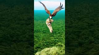 Lion in the Eagles Talons The Unstoppable Power of Nature shorts wildlife nature yt tranding [upl. by Ened]