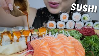 SUSHI ASMR Tuna Tataki Roll Salmon Sashimi with Mini Maki Rolls Relaxing Eating Sounds  NE [upl. by Jody685]