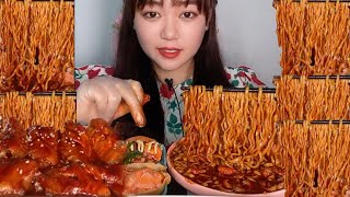 ASMR EP302 Spicy noodles eating challenges Eating spicy food delicious spicy fire noodles [upl. by Dedrick]