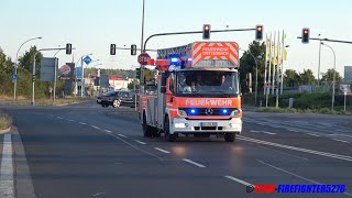 Einsatzleitwagen und Drehleiter der Freiwilligen Feuerwehr Dietzenbach auf Alarmfahrt [upl. by Airpac612]