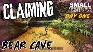 Center Day 1 Claiming Bear Cave  ARK Small Tribesep1 [upl. by Ecnaiva]