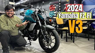 New Yamaha FZFI V3 2024 Model Cyan Blue Color Price Features and Detailed Review [upl. by Nellie]