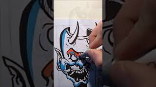 HANNYA MASK shorts hannya mask tattoo sketch drawing horror artist wordattack88 art [upl. by Senilec53]