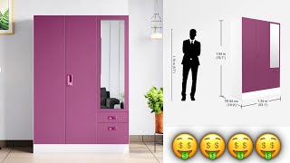 GODREJ INTERIO Slimline Blend Alloy Steel Wardrobe with Mirror Textured Purple 3 Doors [upl. by Selrahcnhoj]