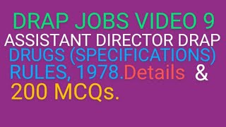 MCQs with Answers for Assistant Director Technical RO12  Drugs Specifications Rules 1978 [upl. by Sankaran]