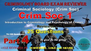 CRIM SOC 1  Part 4  Criminology Board Exam Reviewer  CLE Reviewer PH [upl. by Ikkin930]