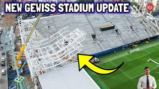 FINALLY THE ROOF IS UP New Gewiss Stadium Renovations Update Roof Installation Corner Area [upl. by Acceb]